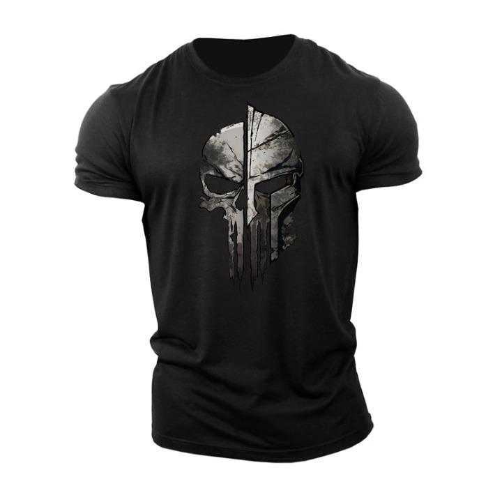 T-shirt met Spartaanse schedelhelm