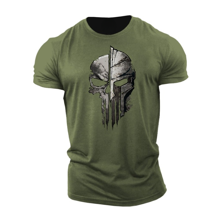 T-shirt met Spartaanse schedelhelm