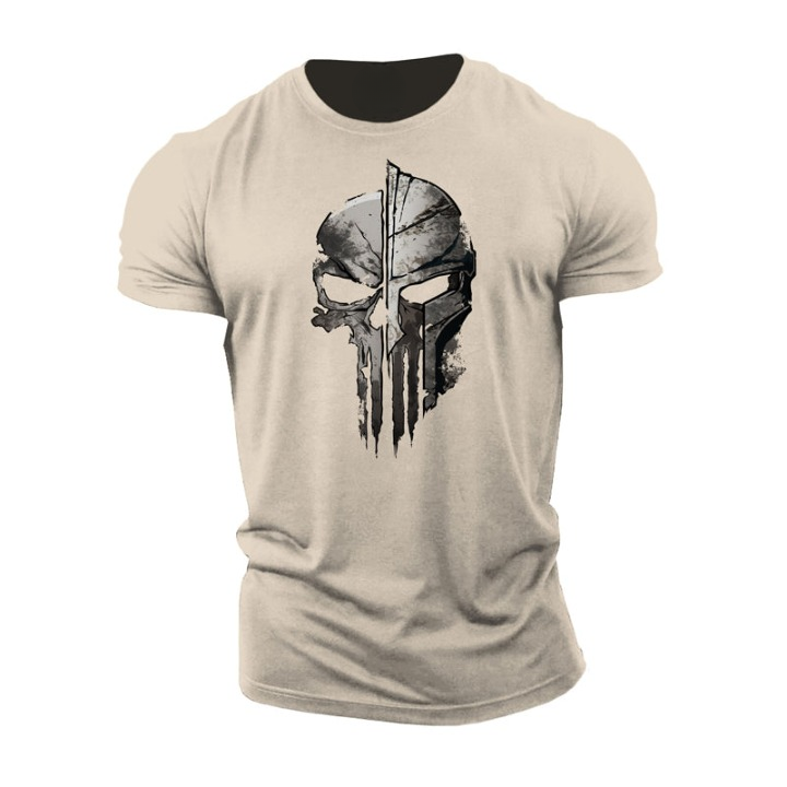 T-shirt met Spartaanse schedelhelm
