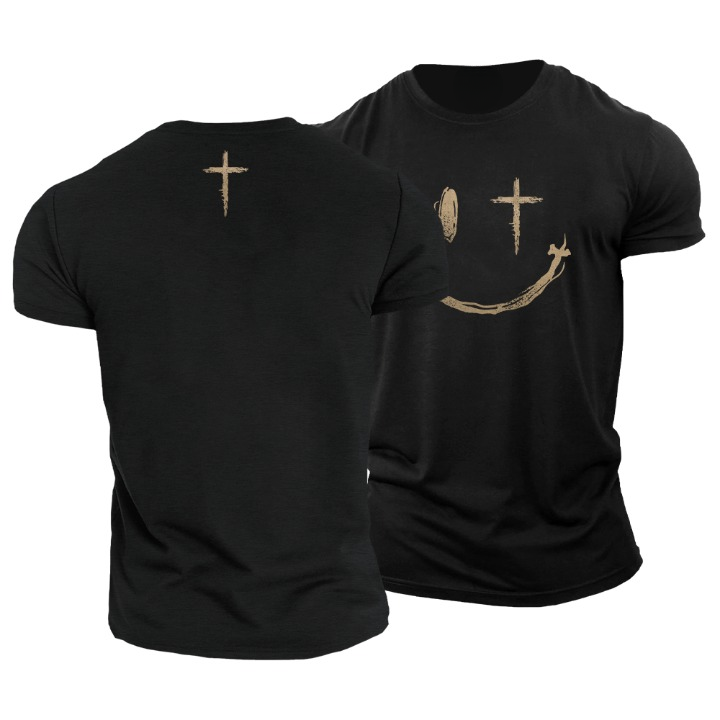 T-shirt με χαμογελαστό πρόσωπο με σταυρωτά μάτια