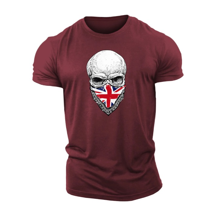 Union Jack -bändanalla oleva kallo t-paita