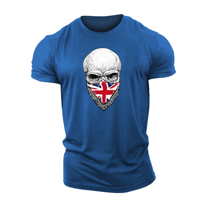 Union Jack -bändanalla oleva kallo t-paita