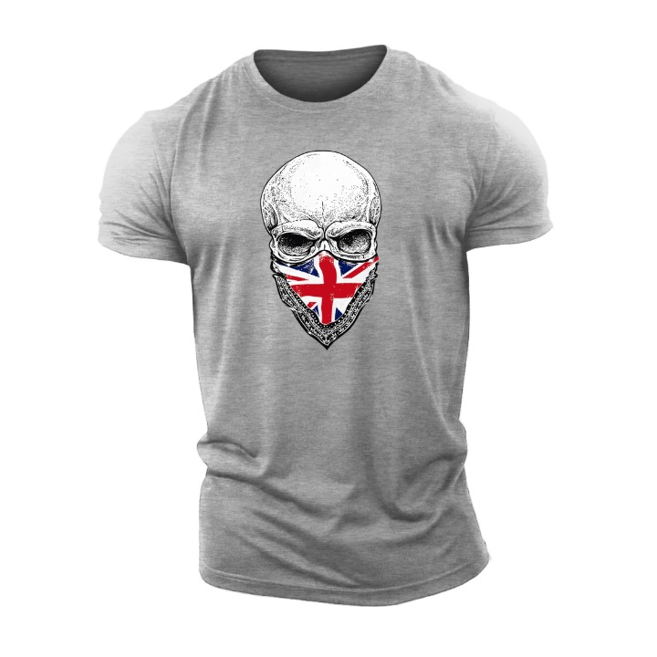 Union Jack -bändanalla oleva kallo t-paita