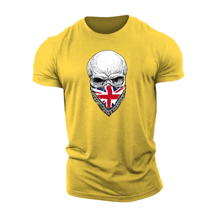 Union Jack -bändanalla oleva kallo t-paita