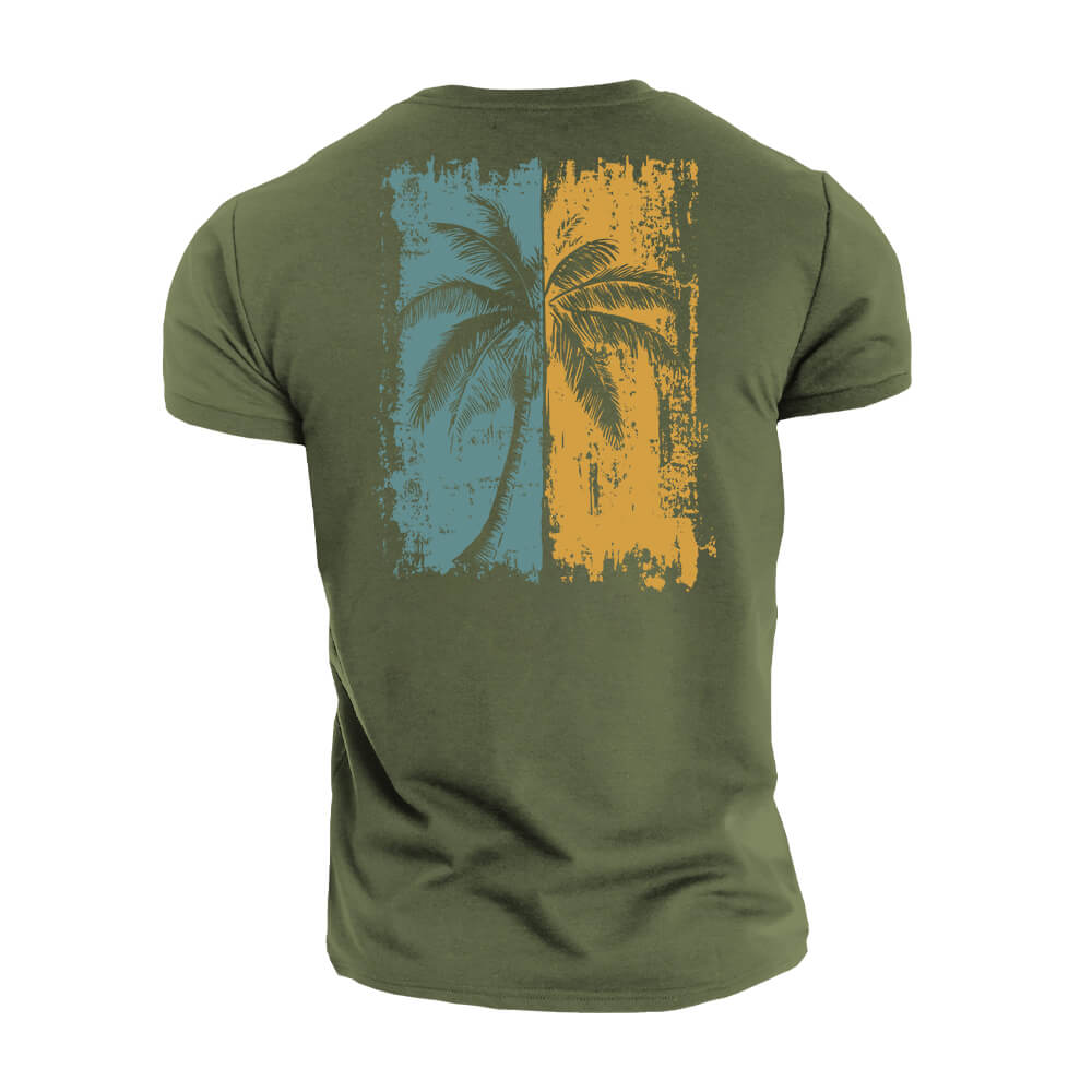 Tofarvet palmetræ T-shirt