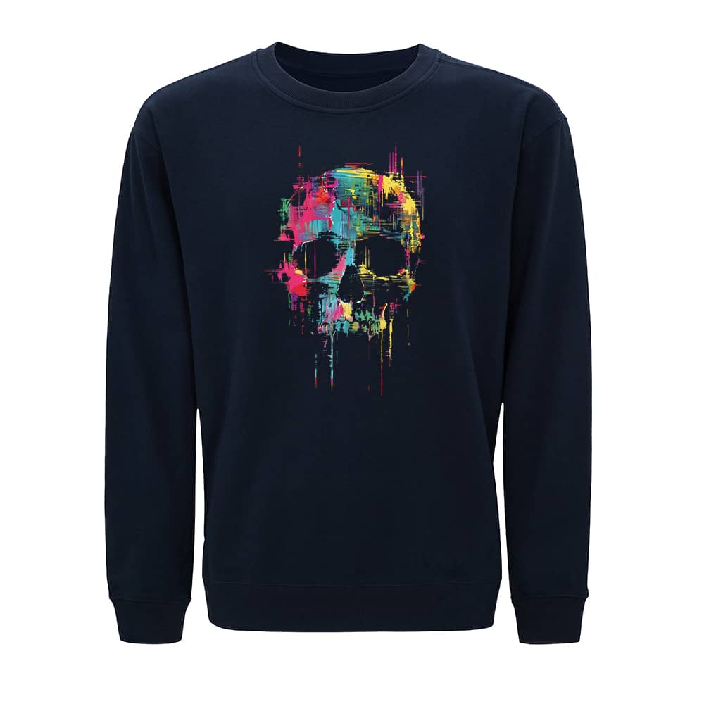 Sweatshirt med oliemaleri af dødningehoved