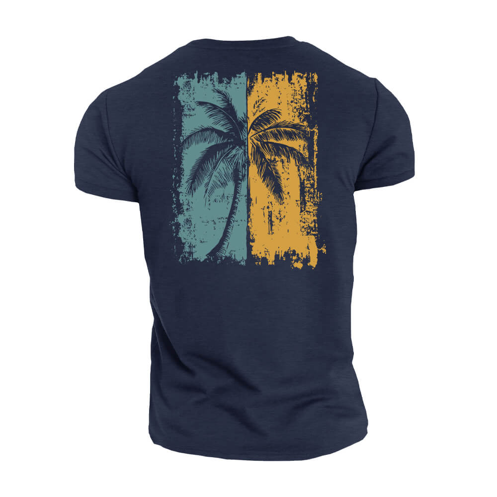Tofarvet palmetræ T-shirt