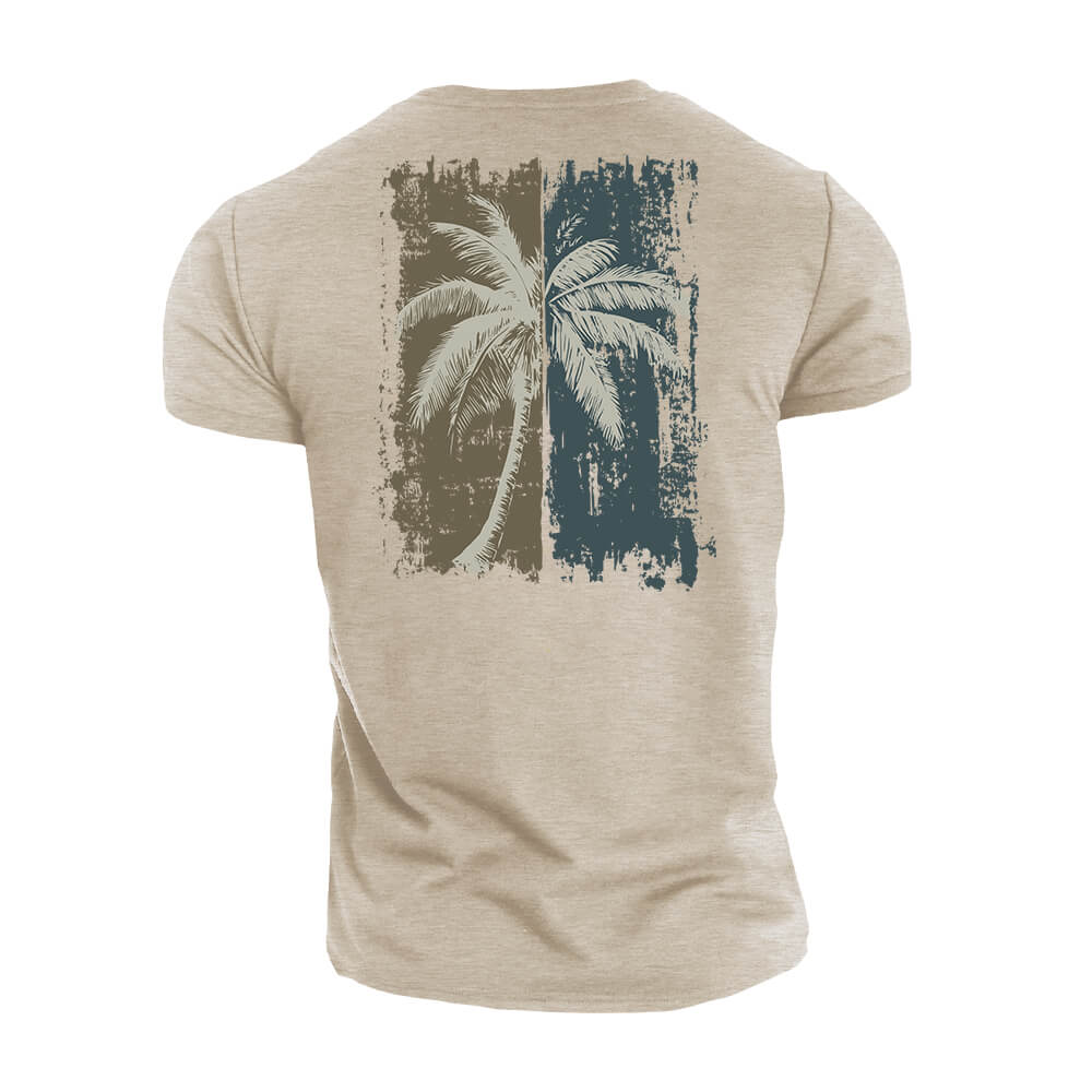 Tofarvet palmetræ T-shirt