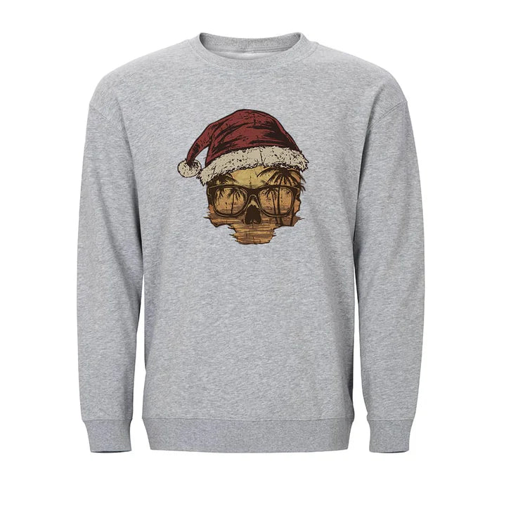 Julesweatshirt med kranium og solnedgang