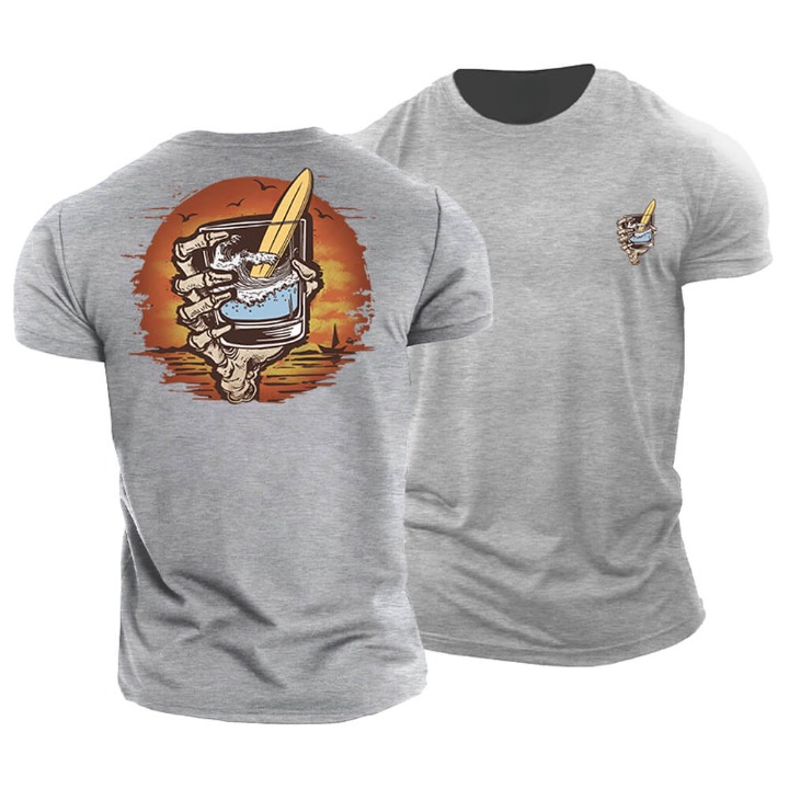 T-shirt met zwaaiende schedelhand
