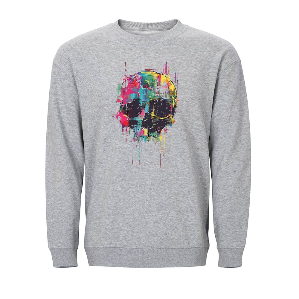 Sweatshirt med oliemaleri af dødningehoved