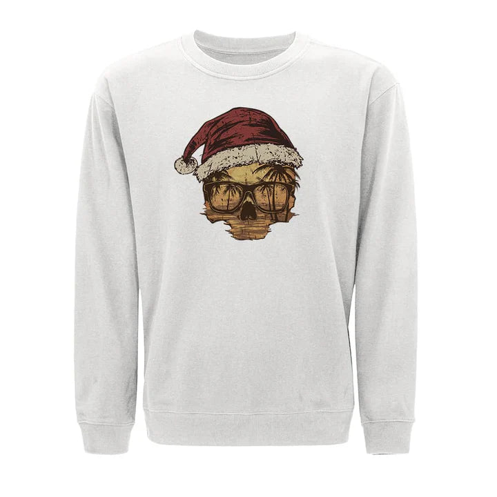 Julesweatshirt med kranium og solnedgang