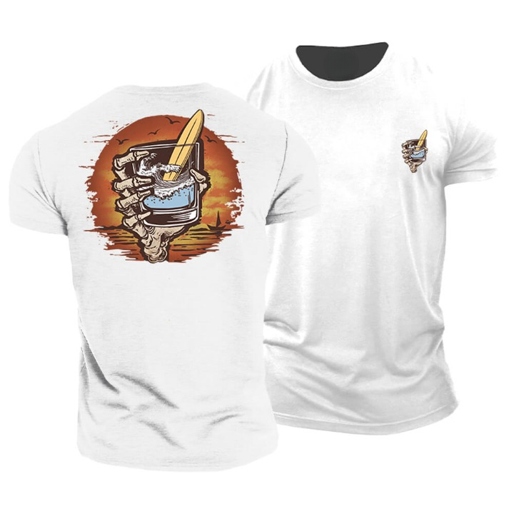 T-shirt met zwaaiende schedelhand