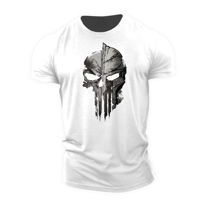 T-shirt met Spartaanse schedelhelm