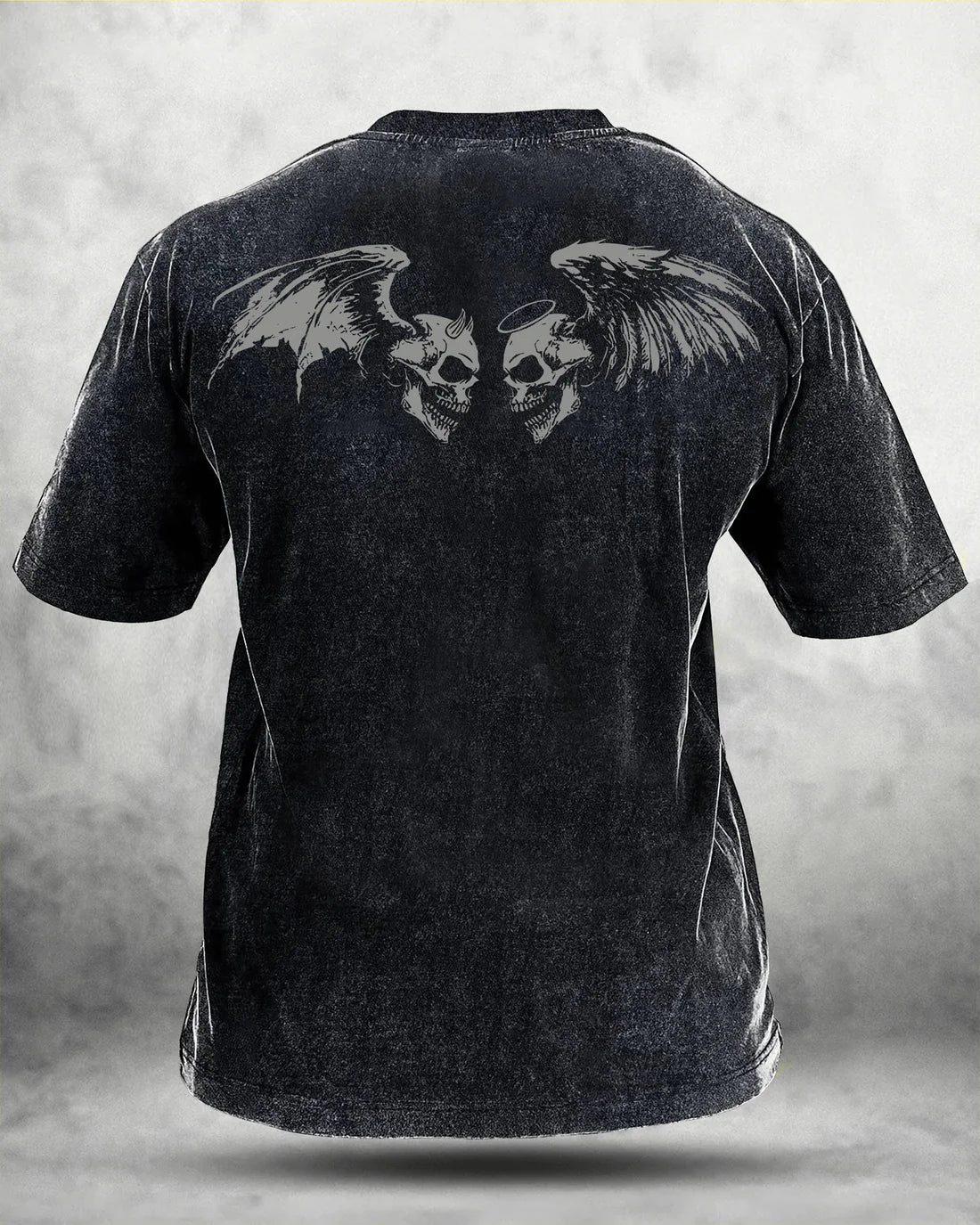 T-shirt délavé Skull Wings