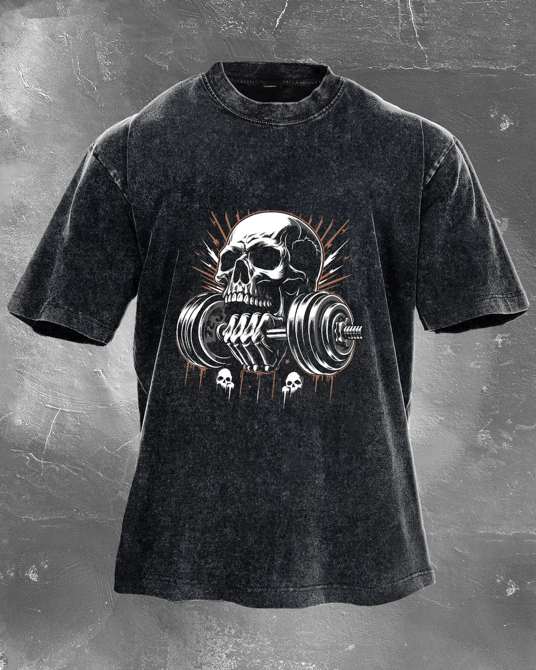 T-shirt Délavé Avec Motif Crâne Décoloré