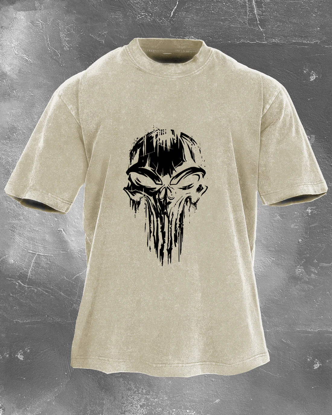 T-shirt Délavé Avec Motif Crâne