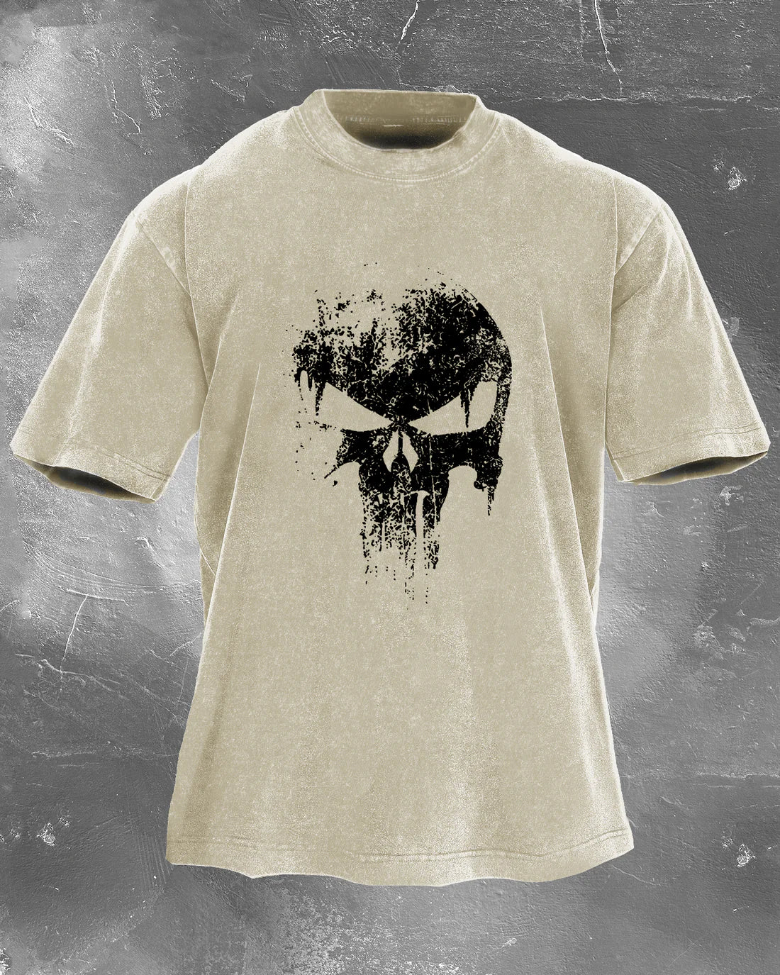 T-shirt Délavé Avec Motif Crâne Décoloré
