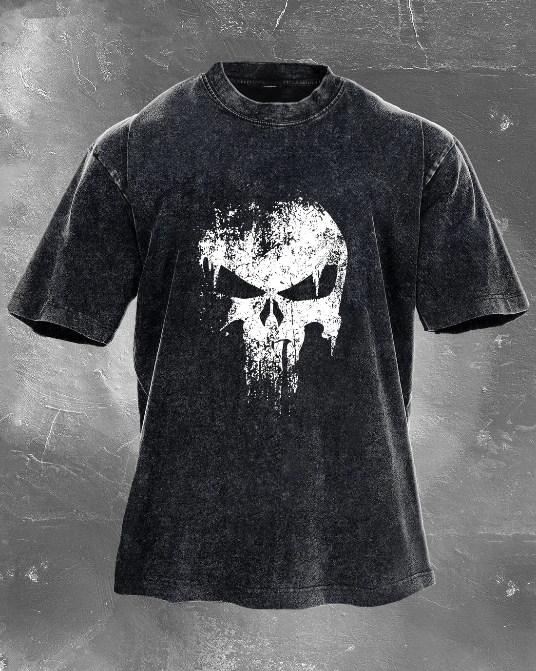 T-shirt Délavé Avec Motif Crâne Décoloré