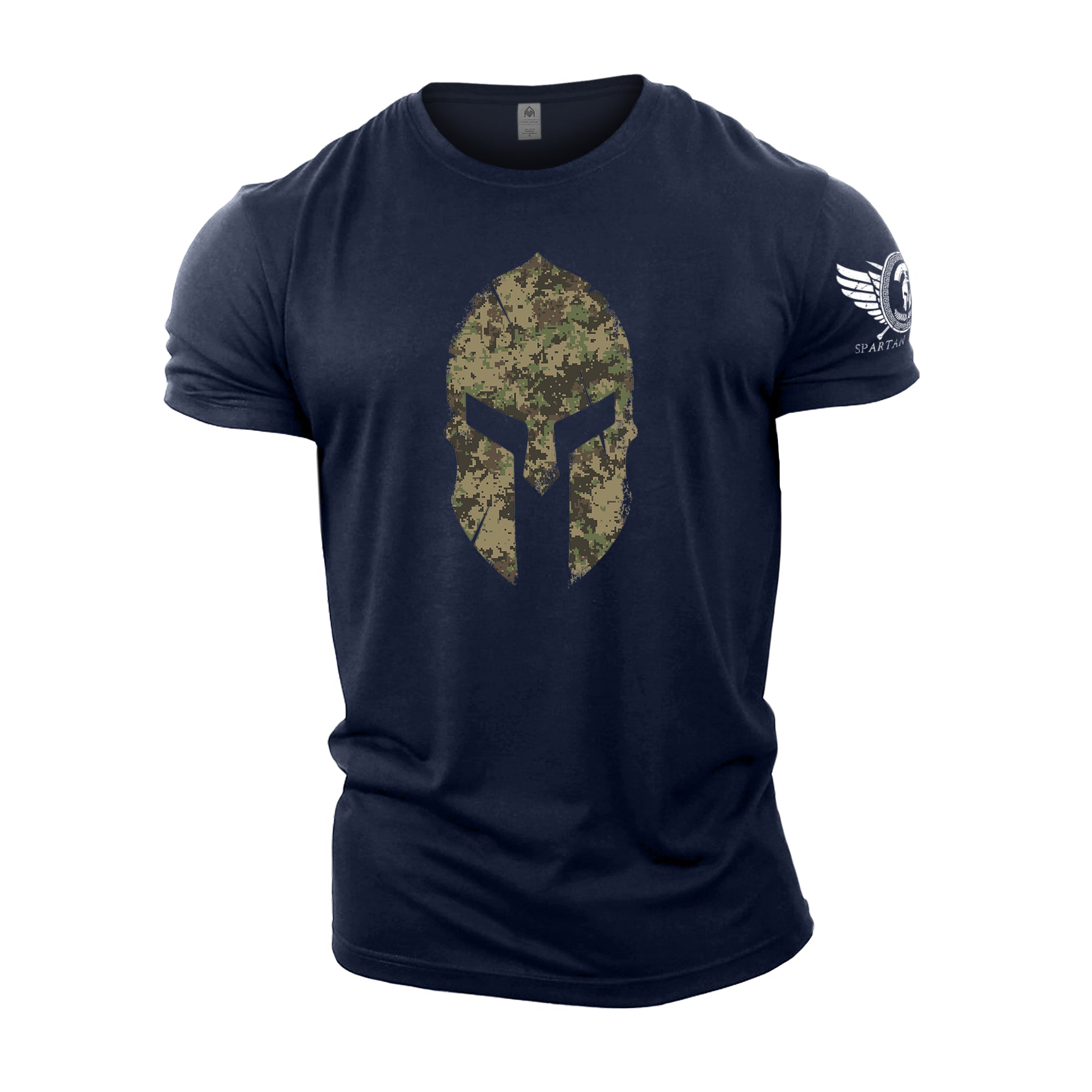 Camiseta con casco camuflado espartano