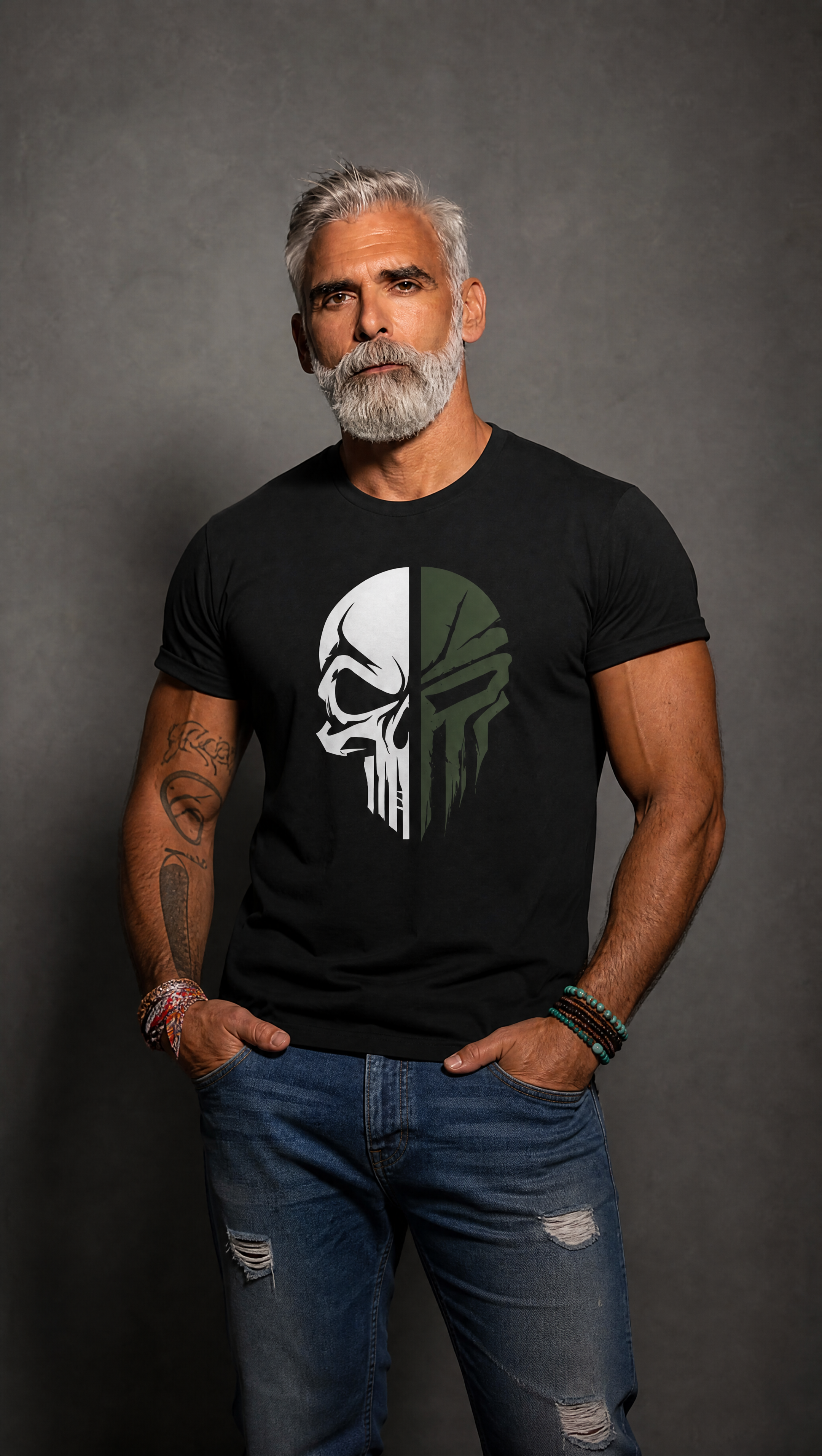 T-shirt med militært dødningehoved