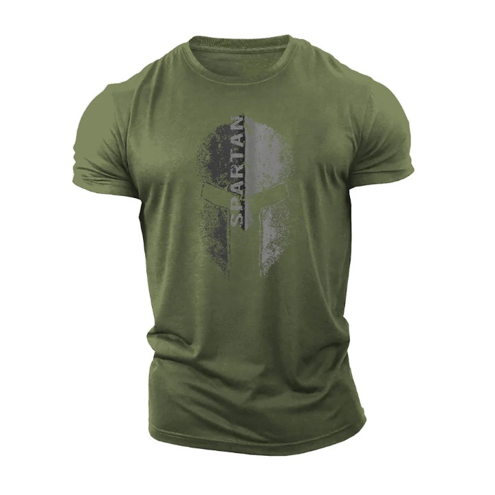 Spartan T-skjorte med vasket hjelmmotiv
