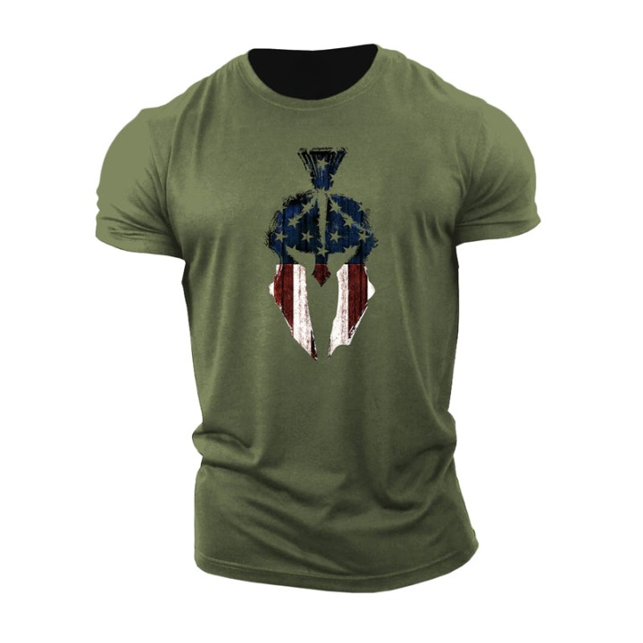 Spartan T-skjorte med amerikansk flagg