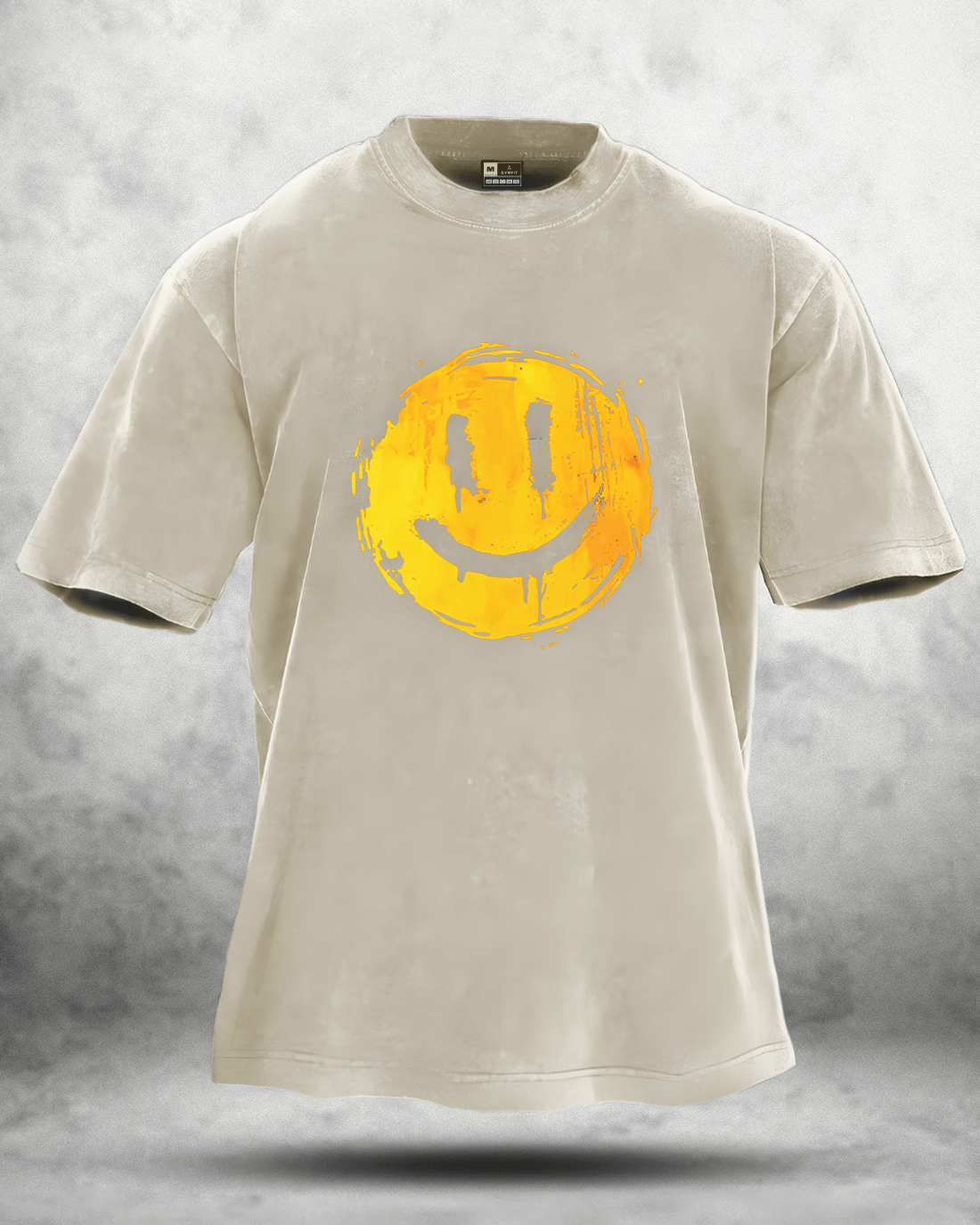 Glad Smiley Vasket T-skjorte