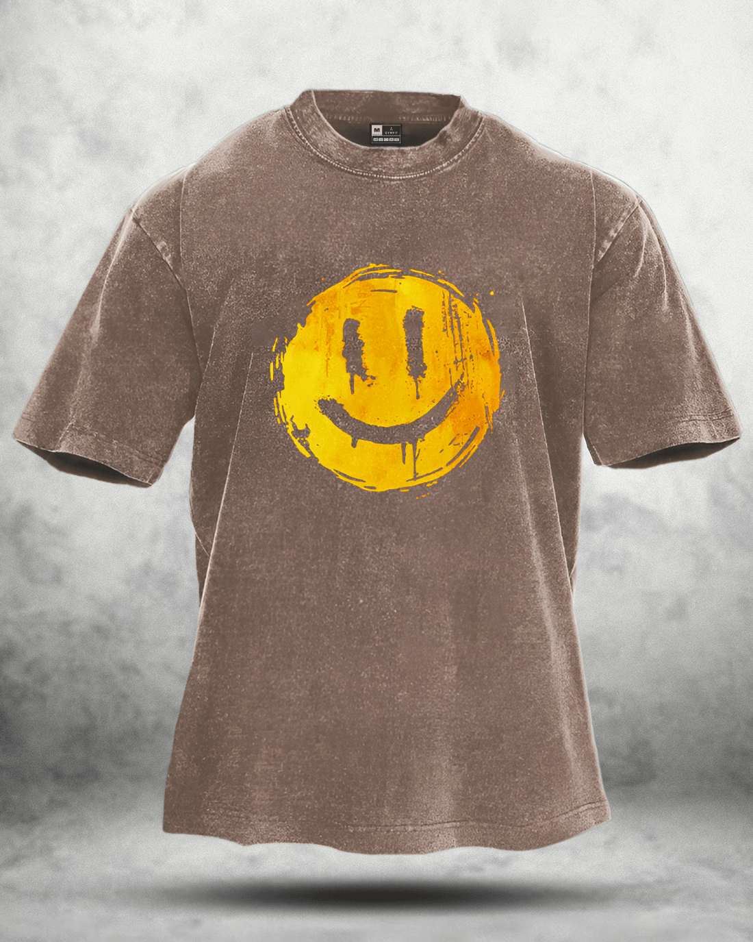 Glad Smiley Vasket T-skjorte