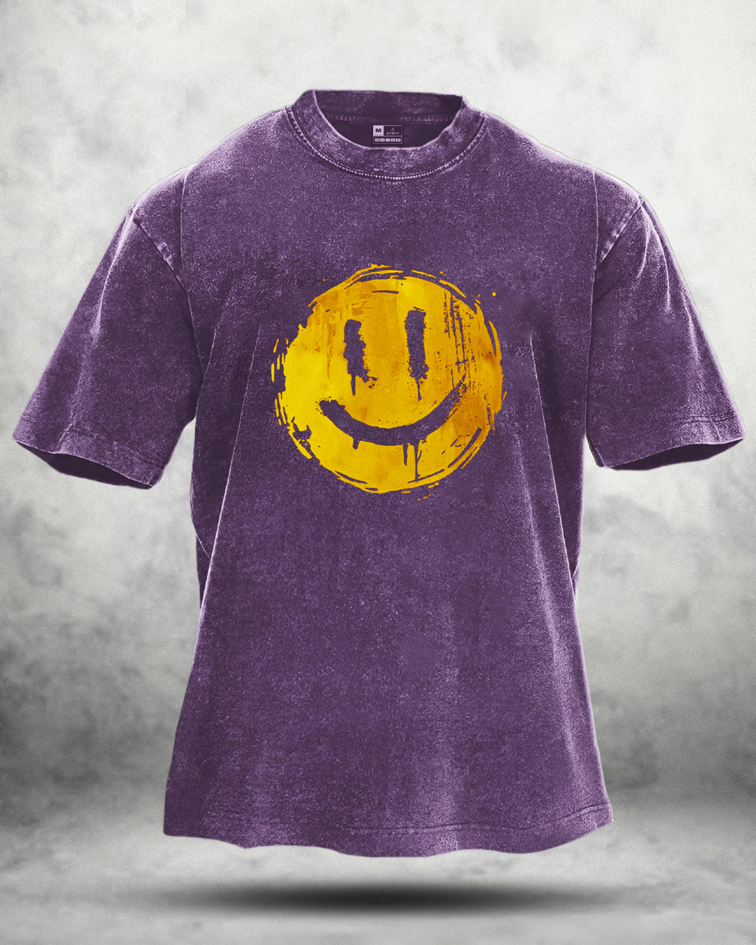 Glad Smiley Vasket T-skjorte