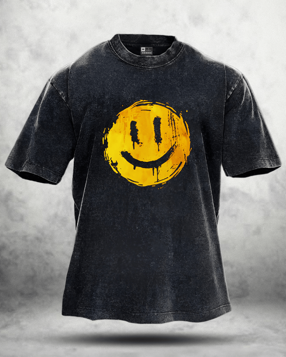 Glad Smiley Vasket T-skjorte